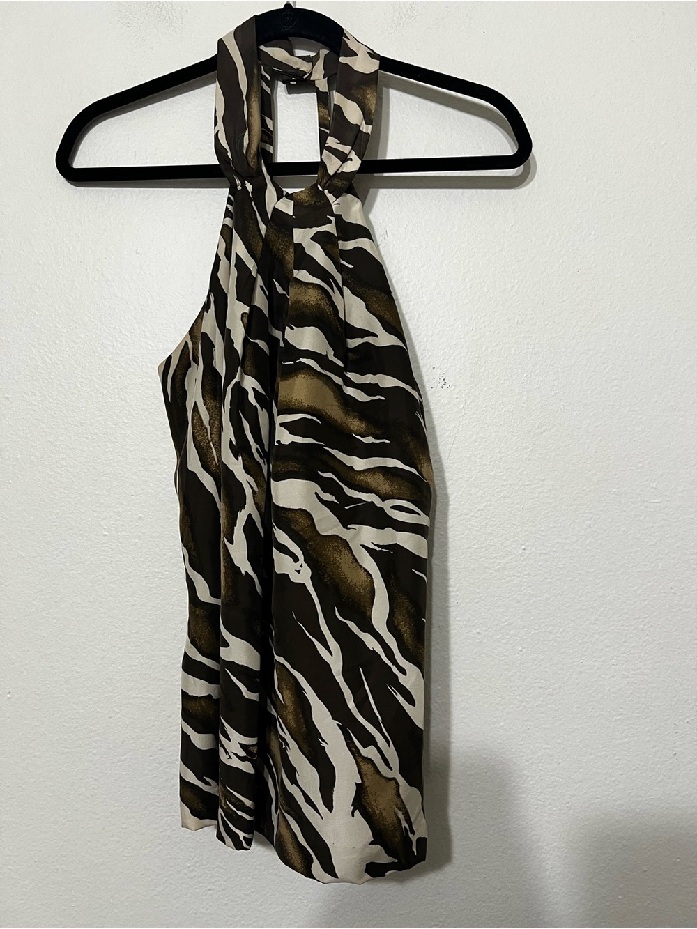 Ellavie by Anthropologie Brown and White Zebra Print Halter Top Size 14